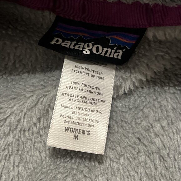 Women's Patagonia Snap T Fleece Jacket SZ Medium Gray Purple Pullover Logo - Picture 9 of 13